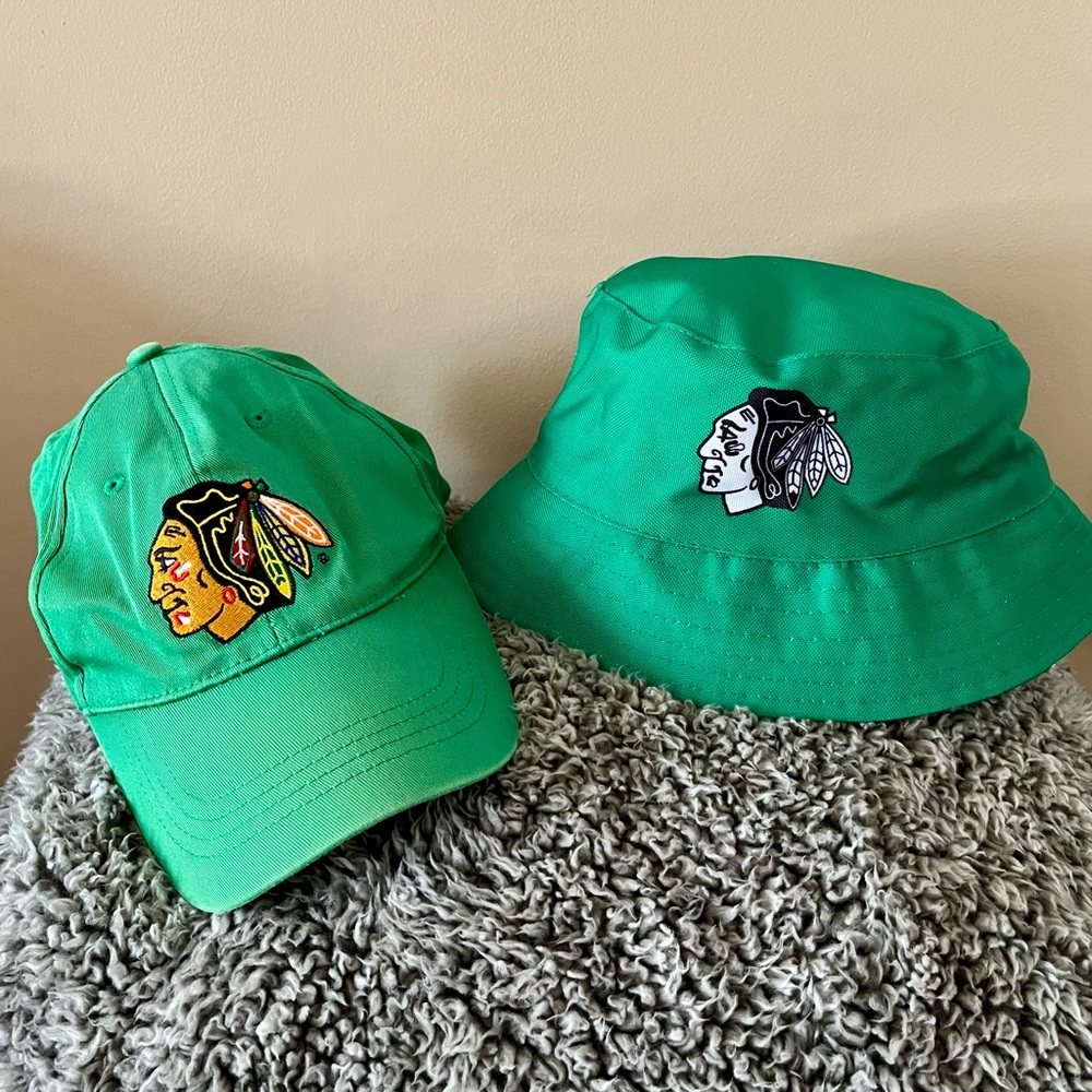 Chicago Blackhawks Bucket, Hat, and Baseball Hat, OS, Green